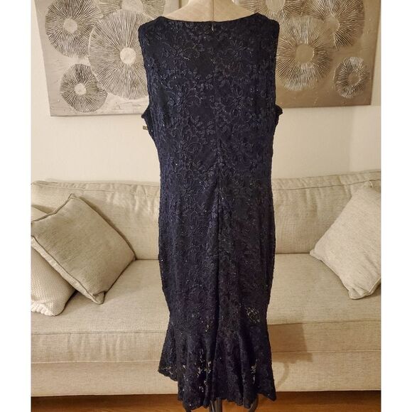 Marina Sparkle Lace Flare-Hem Sleeveless Cocktail Dress size 20W in Navy- NEW - Picture 6 of 13